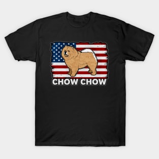 Chow Chow Dog American Flag T-Shirt